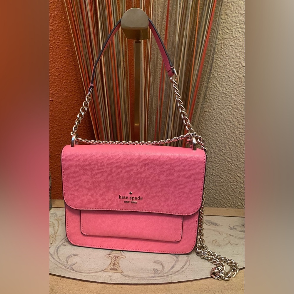 Kate Spade ♠️ -EUC-Remi Flap Pink Shoulder/Crossbody Bag w/Chain Strap PRISTINE